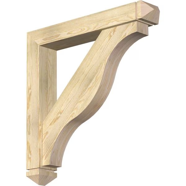 Funston Arts and Crafts Rough Sawn Bracket w/ Offset Brace, Douglas Fir, 6